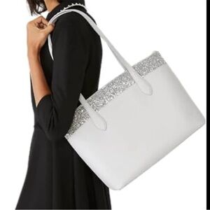 Kate Spade NY Glitter Tote In Light Gray/Silver
